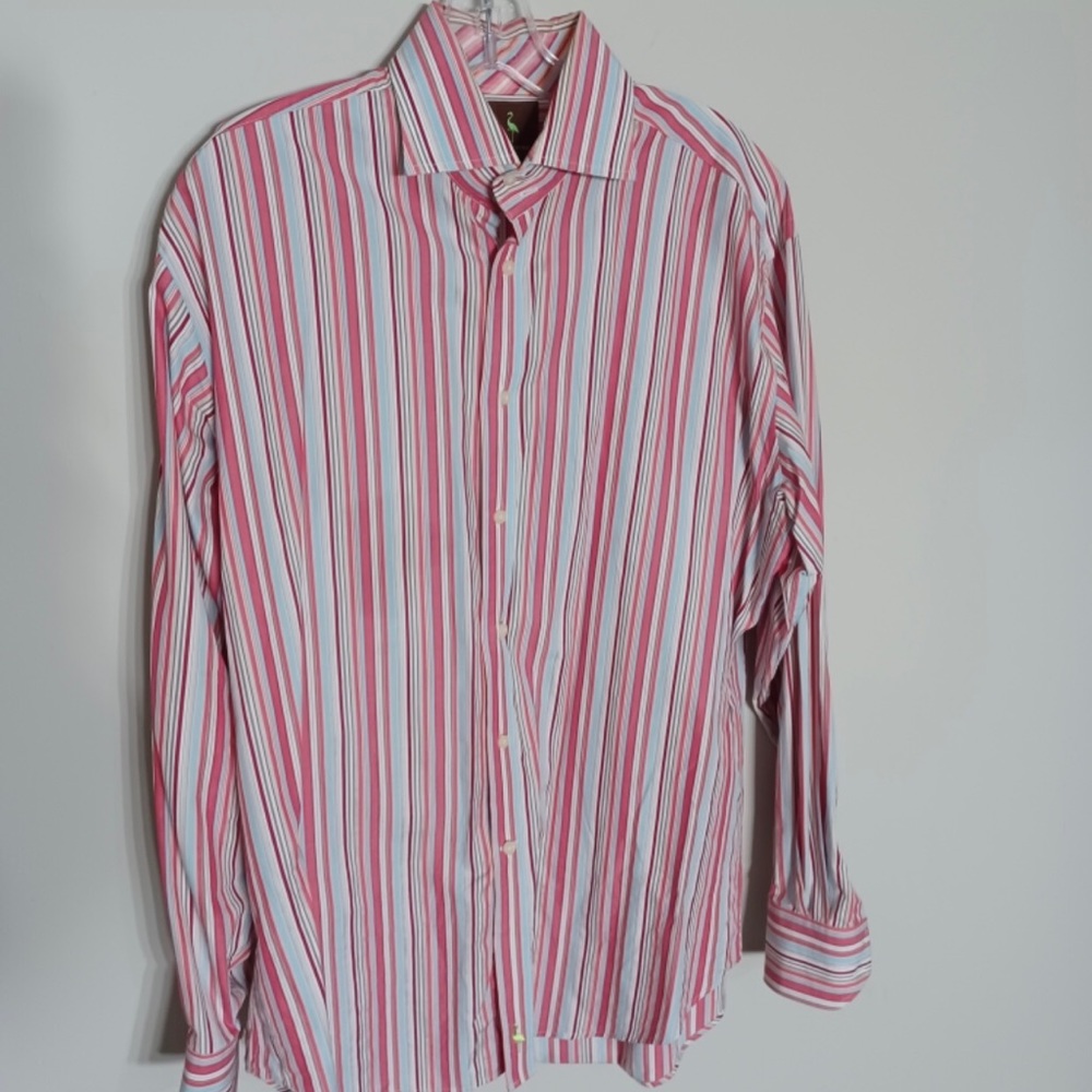 Taylor Bird Brand Men’s Casual Shirt. Large Size 100 Percent Cotton. Pinstripes.